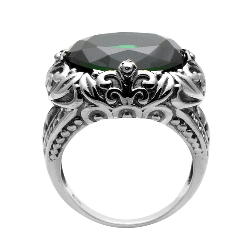 Женское кольцо из серебра 925 пробы с зеленым изумрудом|ring fashion|ring forrings for women |