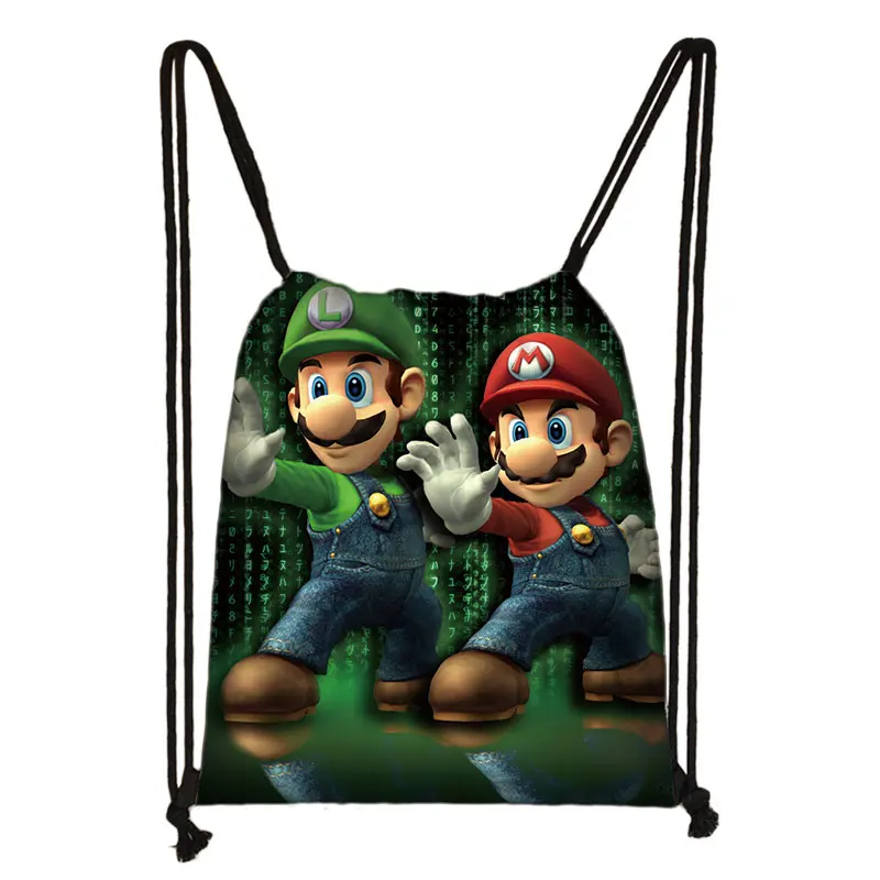 010 Mario Bros сумка рюкзак на шнурке Мультяшные звуковые рюкзаки для сумка через плечо для подростков дорожный мешочек для хранения Полиэфирная Сумка - Цвет: 010