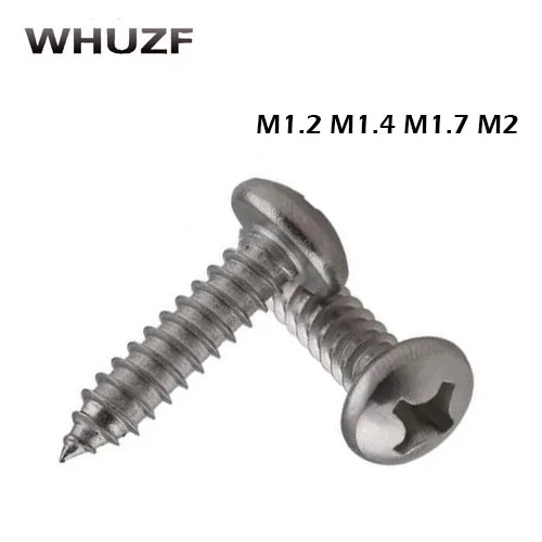 100 шт./лот ПА нержавеющая сталь круглая головка philips Самонарезающий винт M1 M1.2 M1.4 M1.7