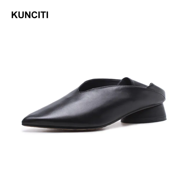 KUNCITI/; женские Кожаные Мокасины с острым носком; слипоны; женские туфли без задника для беременных; обувь из натуральной кожи на плоской подошве; большие размеры 34-43; G182