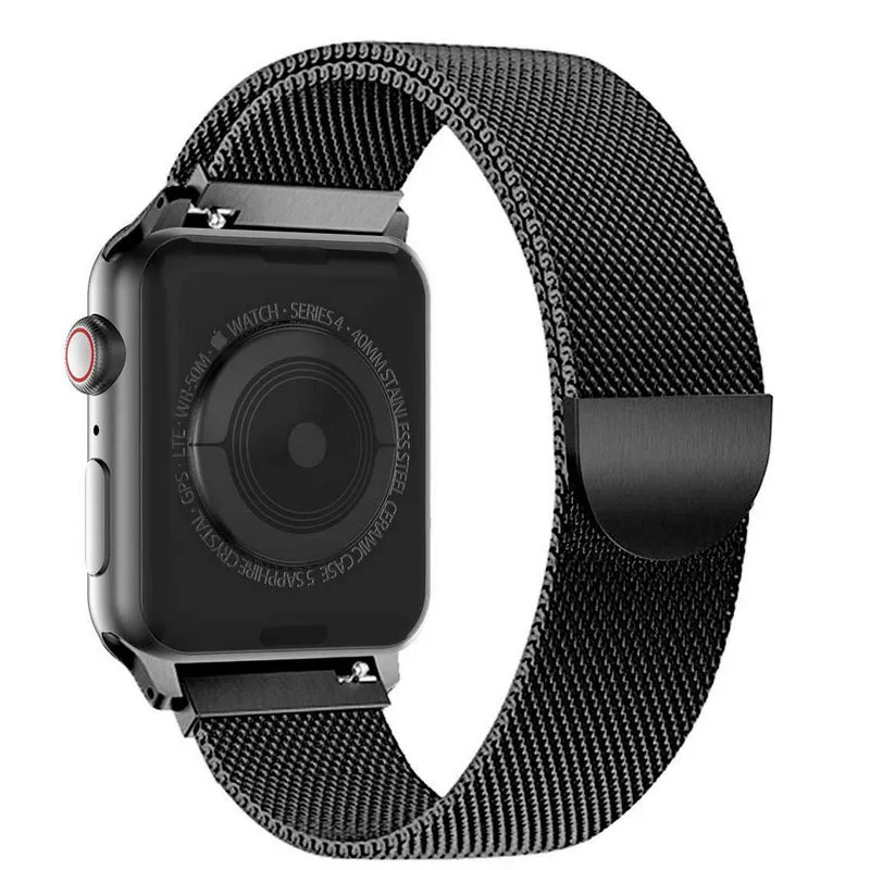 Ремешок из нержавеющей стали для часов Apple Watch 5 4 3 2 38/42/40/44 мм черный серебристый