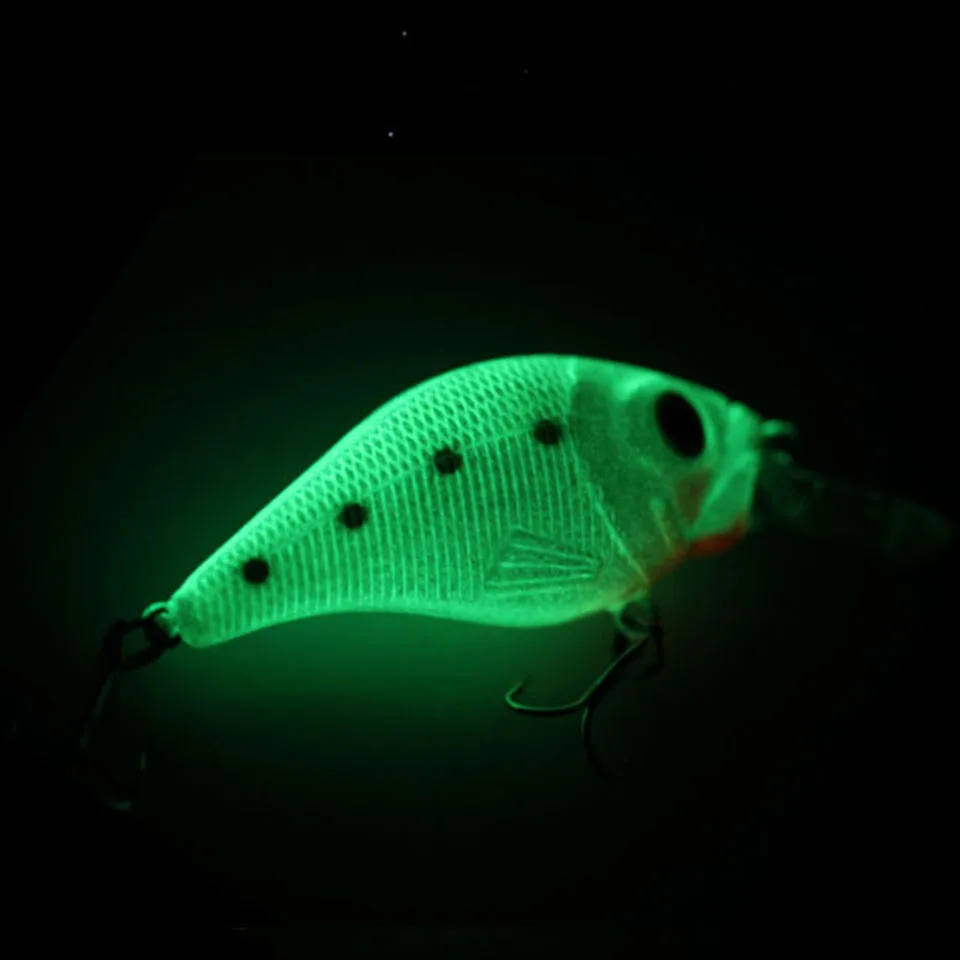 

1PCS Fishing Lure Crankbait Hard Bait Luminous Crank Bait Night Fishing Lures With Two Triangle Hooks leurre de peche