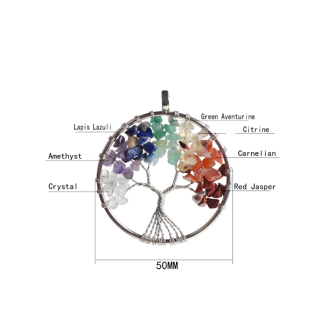 Цепочки из натурального камня 7 чакр полудрагоценные камни для йоги Круглый