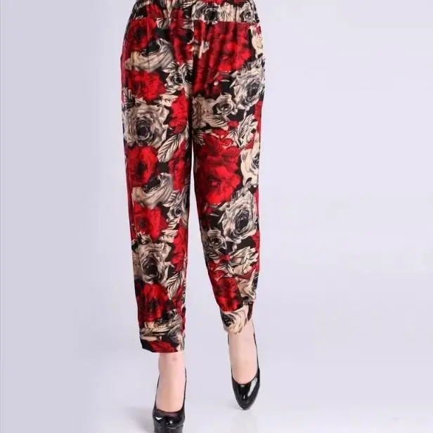pants 1 Женская одежда, женские брюки, брюки длиной до щиколотки, с принтом, эластичные брюки с эластичной резинкой на талии, европейские летние тонкие брюки, женские Капри - Цвет: pants 1