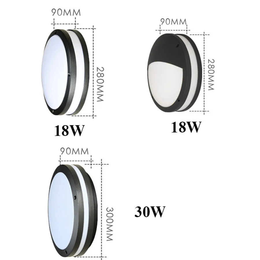 

Thrisdar 24W 30W Round Outdoor LED Ceiling Light Garden Balcony Villa Hotel Aisle Corridor Waterproof LED Ceiling Down light