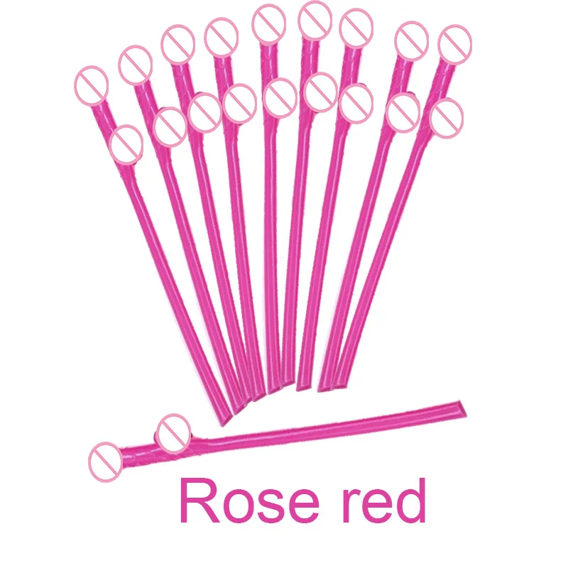 rose red 10 шт трубочки для напитков в виде пениса для девичника Сексуальная Девичья ночь Вилли пенис Новинка Обнаженная соломинка для бара принадлежности для вечеринки-девичника - Цвет: rose red