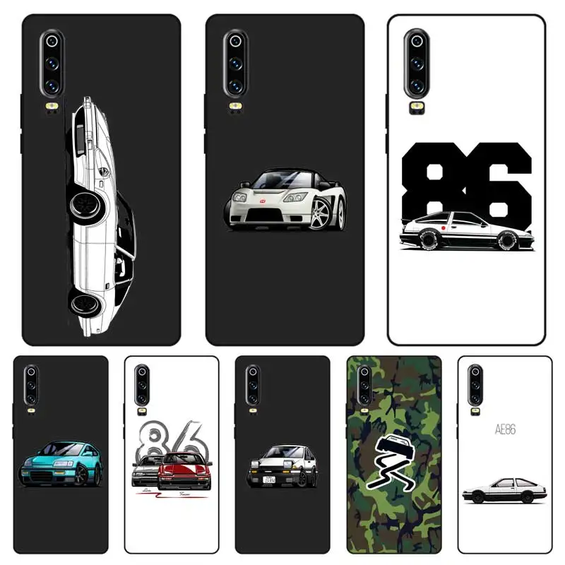 N242 Ae86 Жесткий автомобильный черный силиконовый чехол для Huawei P8 P9 P10 P20 P30 Lite Pro P Smart