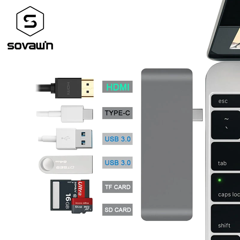 4K usb хаб Зарядное устройство USB 3 0 алюминиевый c концентратор Тип C разветвитель