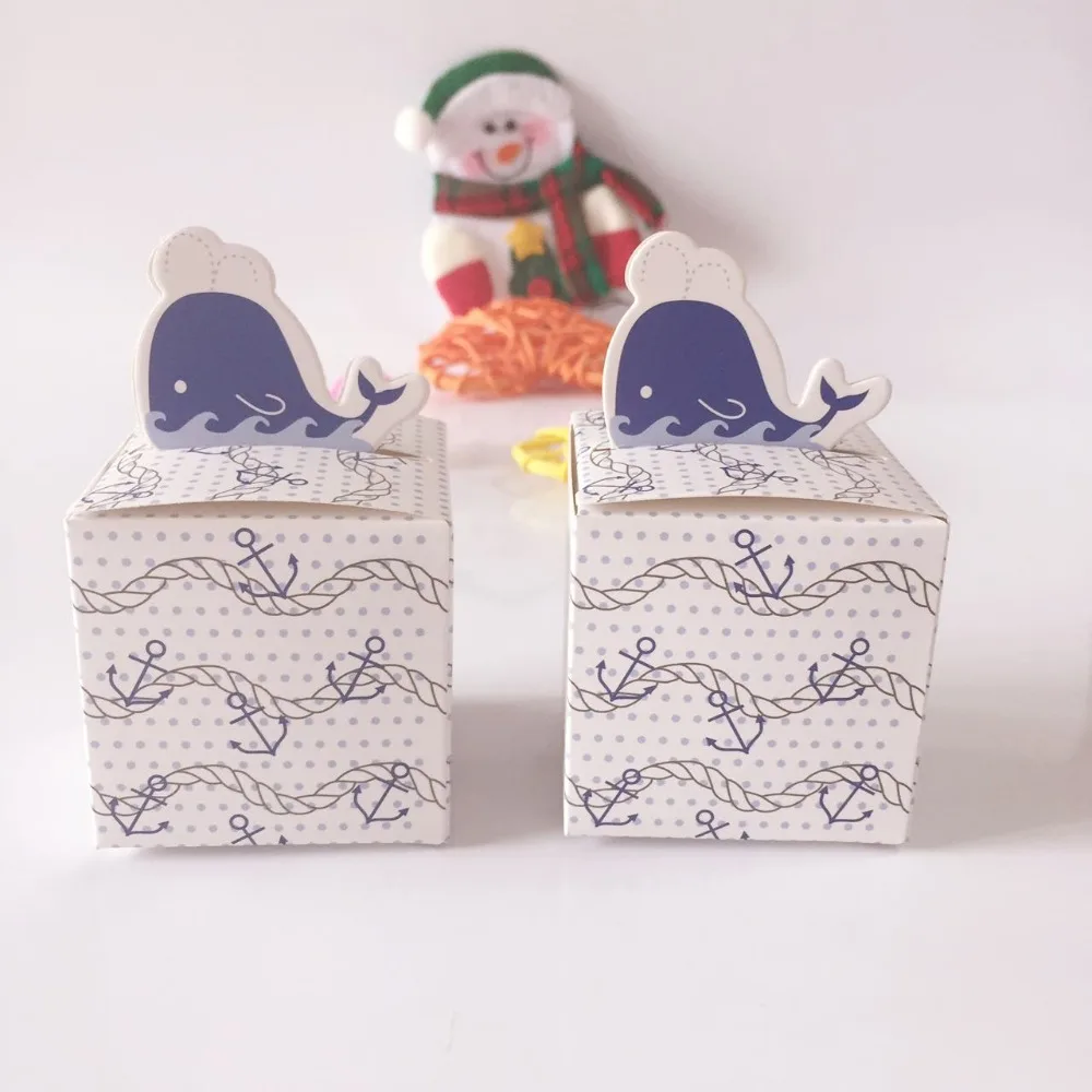 10 шт./лот DIY морской Кит якорь коробки для конфет вечеринки в честь рождения