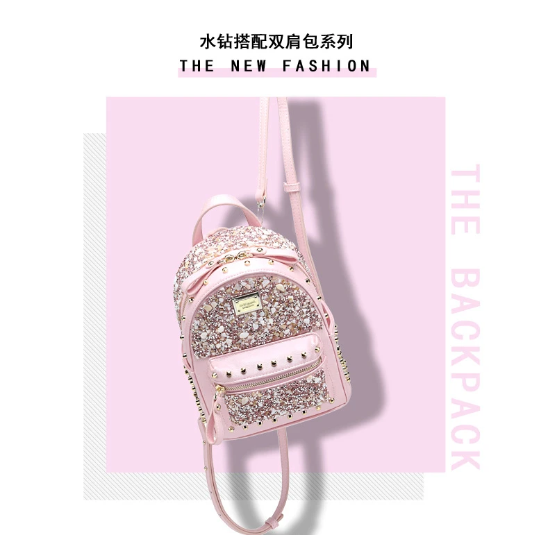 Zaino bagpack Женский мини-рюкзак с бриллиантами женский маленький рюкзак сумка-рюкзак для путешествий с заклепками рюкзак школьные сумки для девочек mochila sac a dos