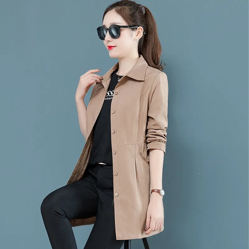 YAGENZ Trench Coat For Women Overcoat Plus size Spring Autumn Ladies Coats Clothes Single-breasted Casual Windbreaker 320 | Женская