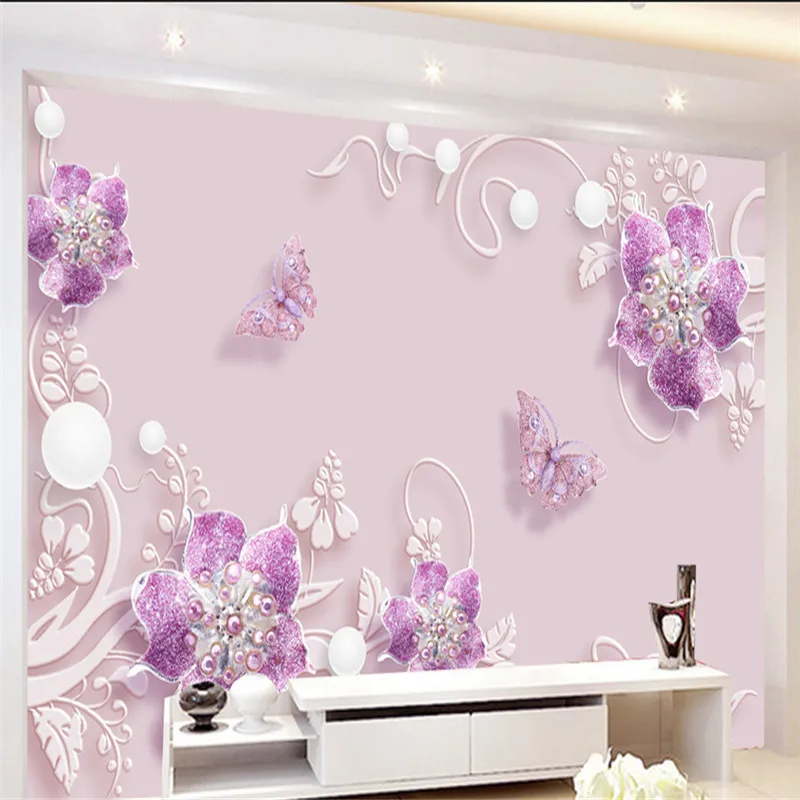 Обои по индивидуальному заказу 3D фрески фиолетовые украшения цветы обои для