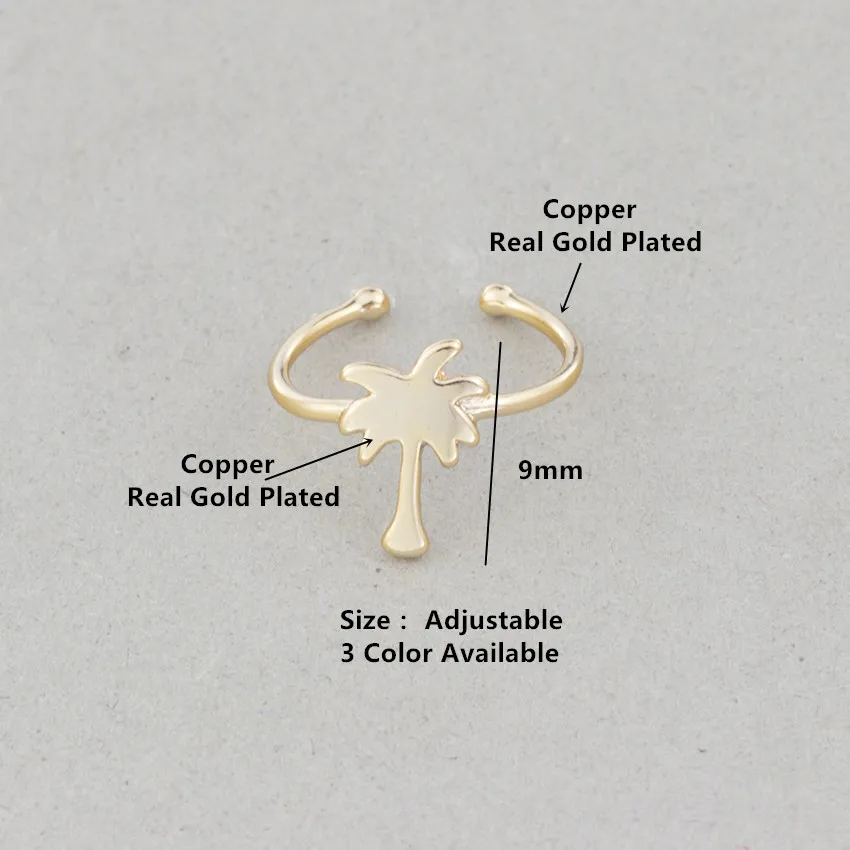 Минималистичные кольца с тропической пальмой для женщин регулируемые крошечным