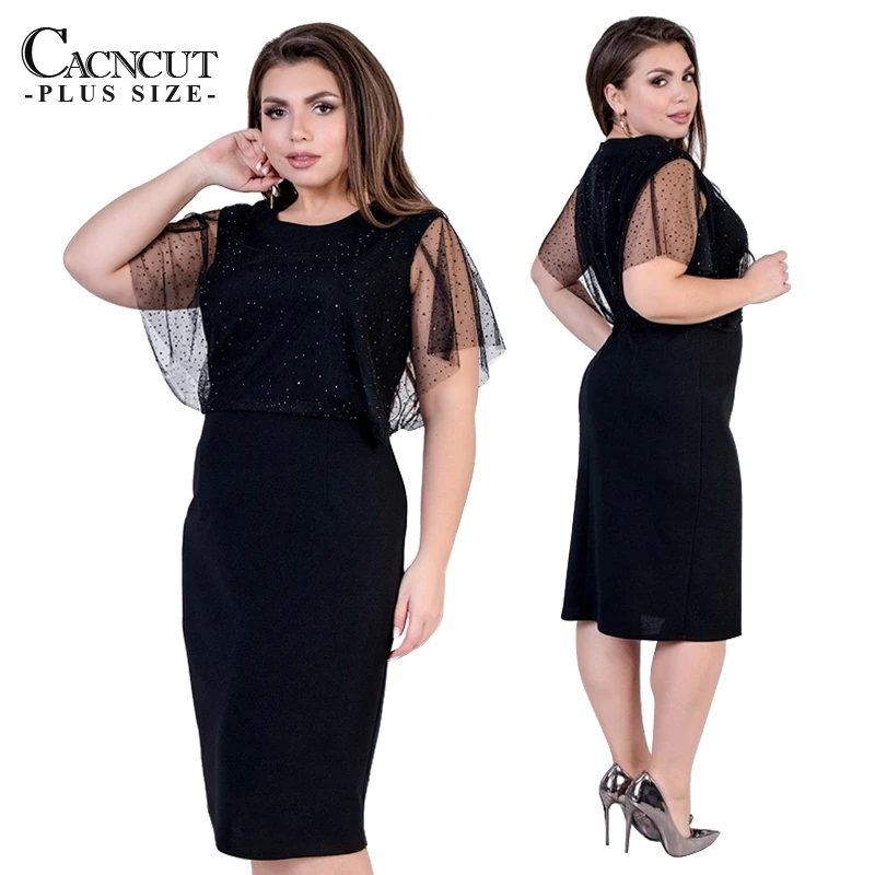 Женское платье большого размера CACNCUT 6XL повседневное элегантное офисное 5XL