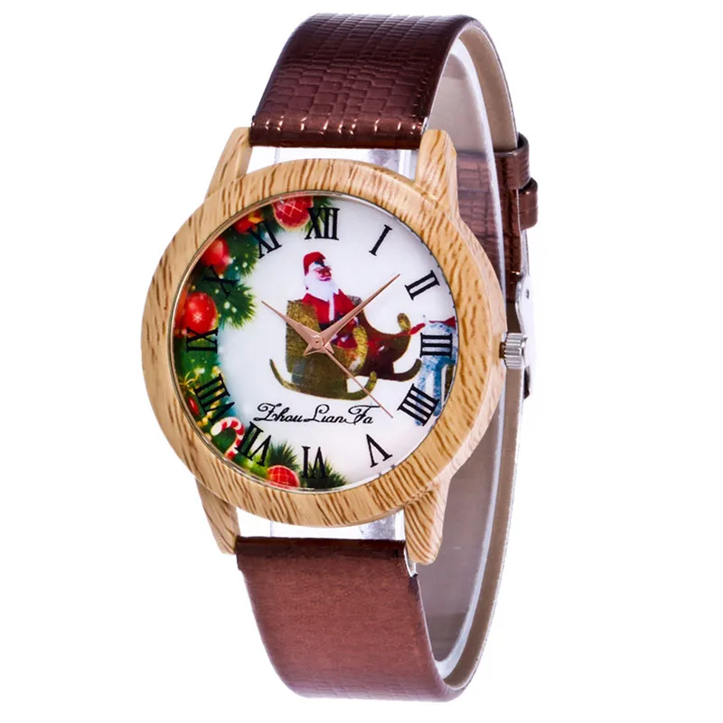FUNIQUE Candy Color Casual Women Wristwatches Santa Claus Christmas Couple Watches Leather Strap Femme 2018 | Наручные часы