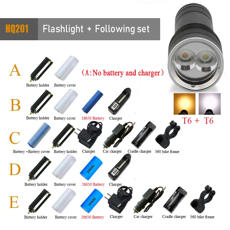 diving flashlight C Светодиодный водонепроницаемый светильник-вспышка для дайвинга, погружение L2, подводный УФ-светильник, 100 метров, светодиодный фонарь, лампа для кемпинга, используется батарея 26650 18650 - Испускаемый цвет: diving flashlight C