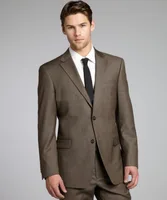Brown Sharkskin Men Suit Custom Made Grey Two-Toned Woven Wedding Tuxedos For Men,Bespoke Vintage Blazer Gray Wedding Tuxedo