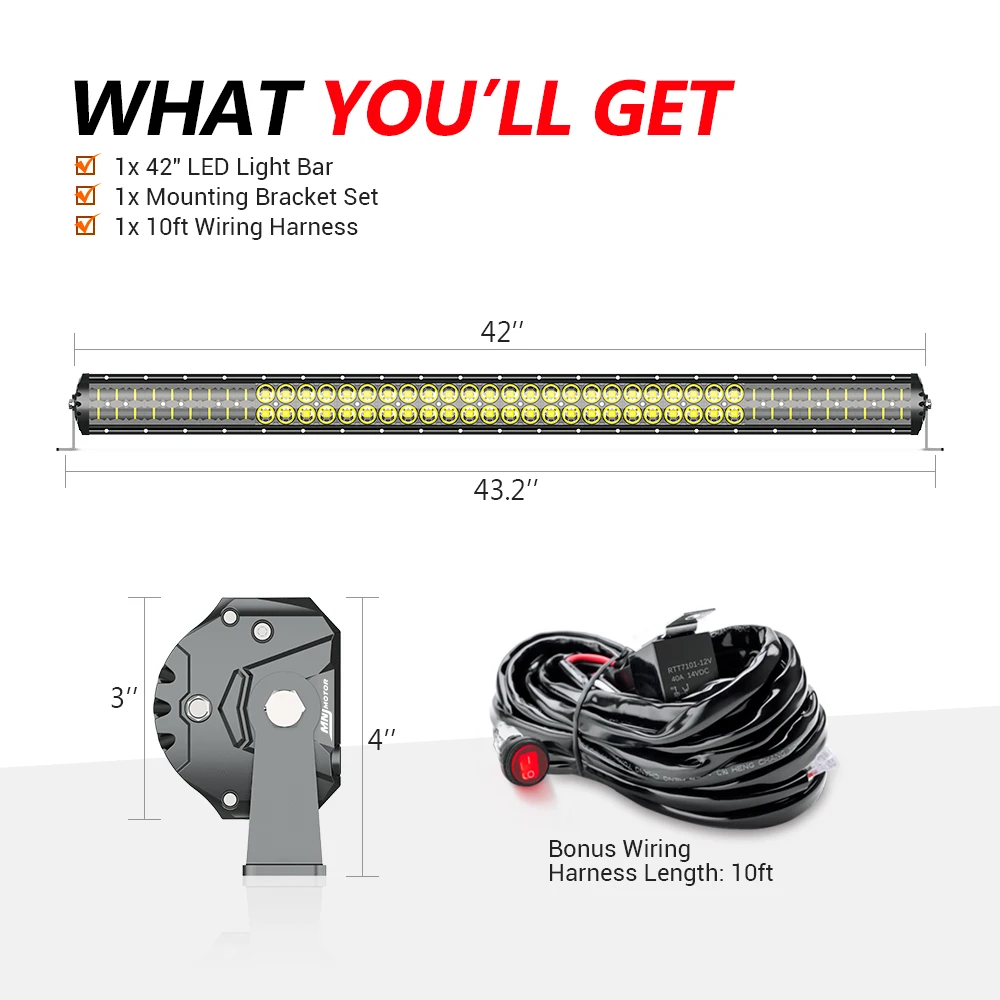 MICTUNING волшебный M2 Dual Row 42 ''Высокая мощность для бездорожья вождения