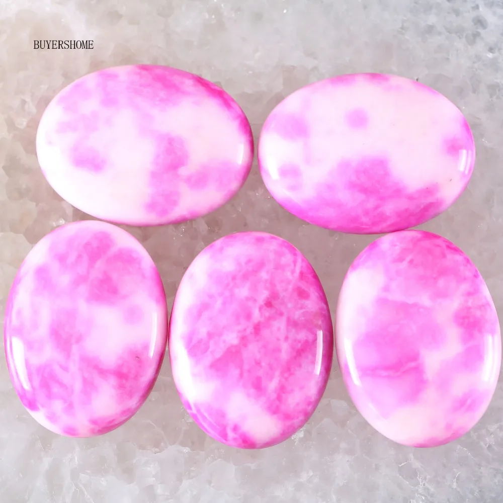 Free Shipping Fit Makeing Jewelry Necklace Bracelet Stone 30x40MM Natural Pink Jad Bead CAB Cabochon 1Pcs RK1719 | Украшения и