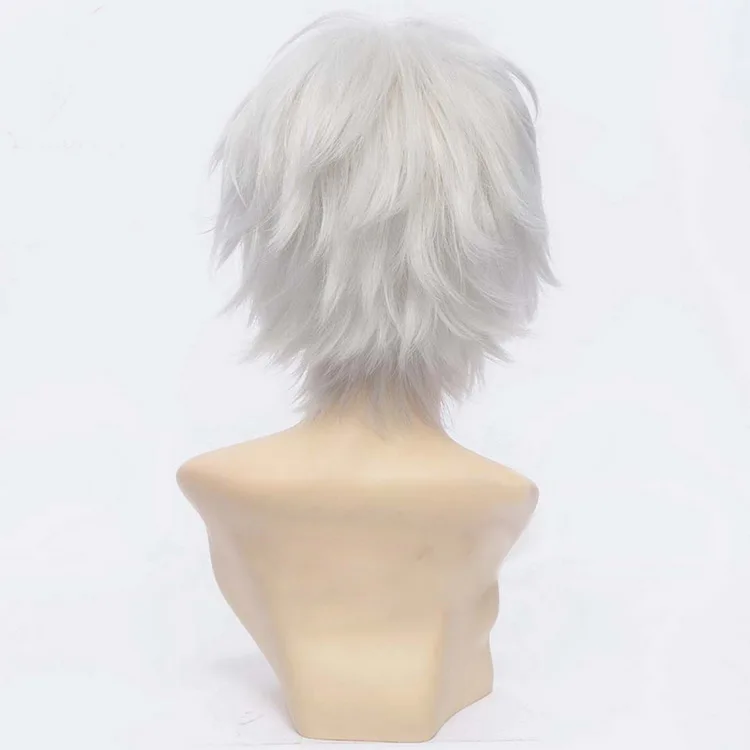 Yiyaobess 8 дюймов Sakata Gintoki серебряный белый короткий Косплей парик гинтама костюм для Хэллоуина синтетические волосы парики для мужчин - Цвет: Белый