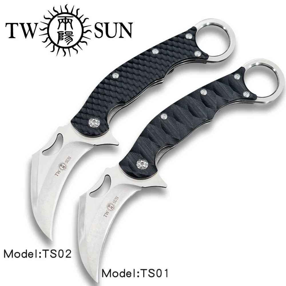 TWOSUN 440C складной нож карманный нож тактический инструмент для выживания походный Охотничий Нож Наружное снаряжение EDC G10 TS01 TS02