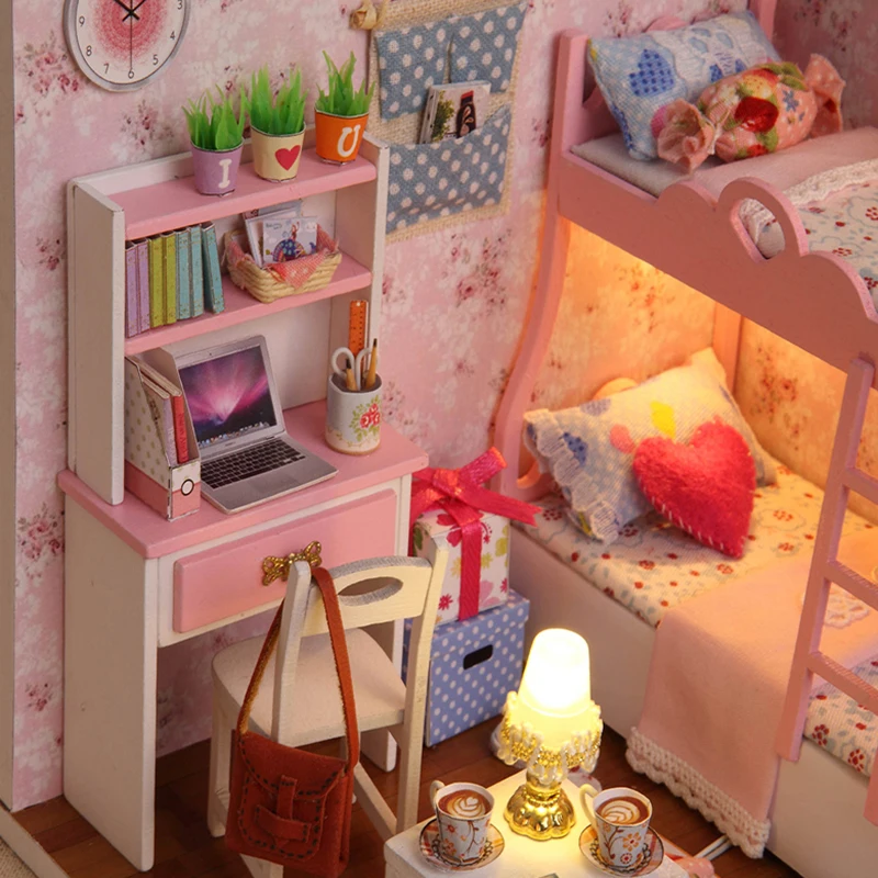 CUTEBEE кукольный домик ручной работы миниатюрный кукольный домик Модель деревянные игрушки мебели Casa De куклы Boneca игрушечные дома подарок на день рождения H012