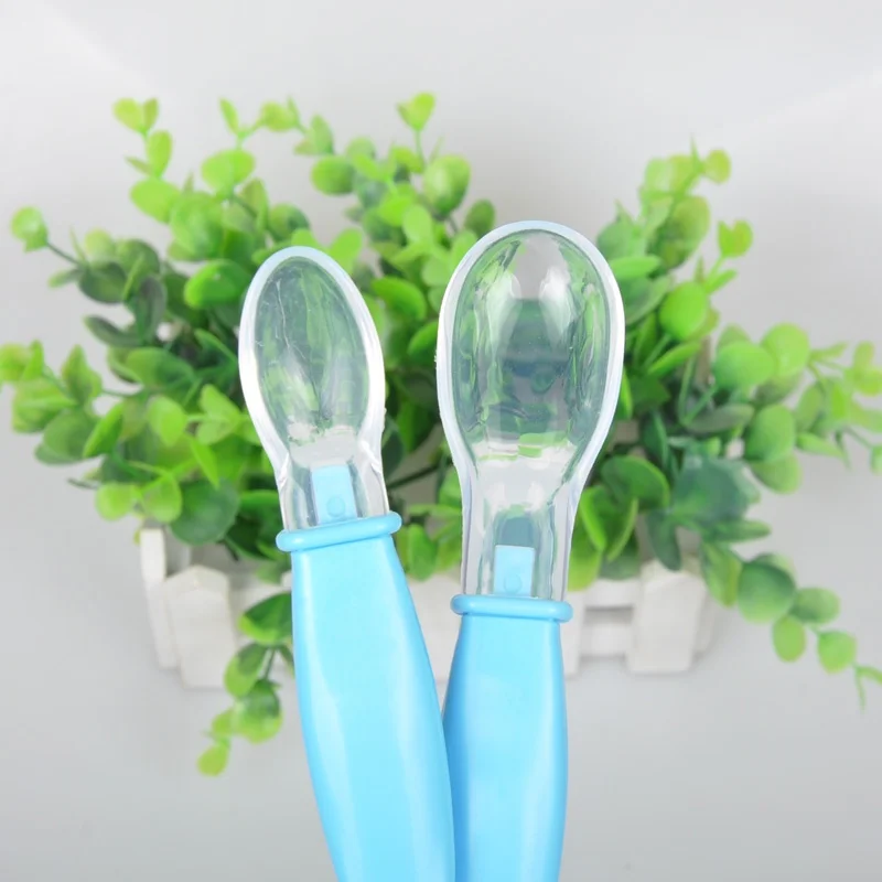 Ежедневное детское Кормление Мягкий для кормления детская посуда ложка Flatware Детские Силиконовые 2 шт набор