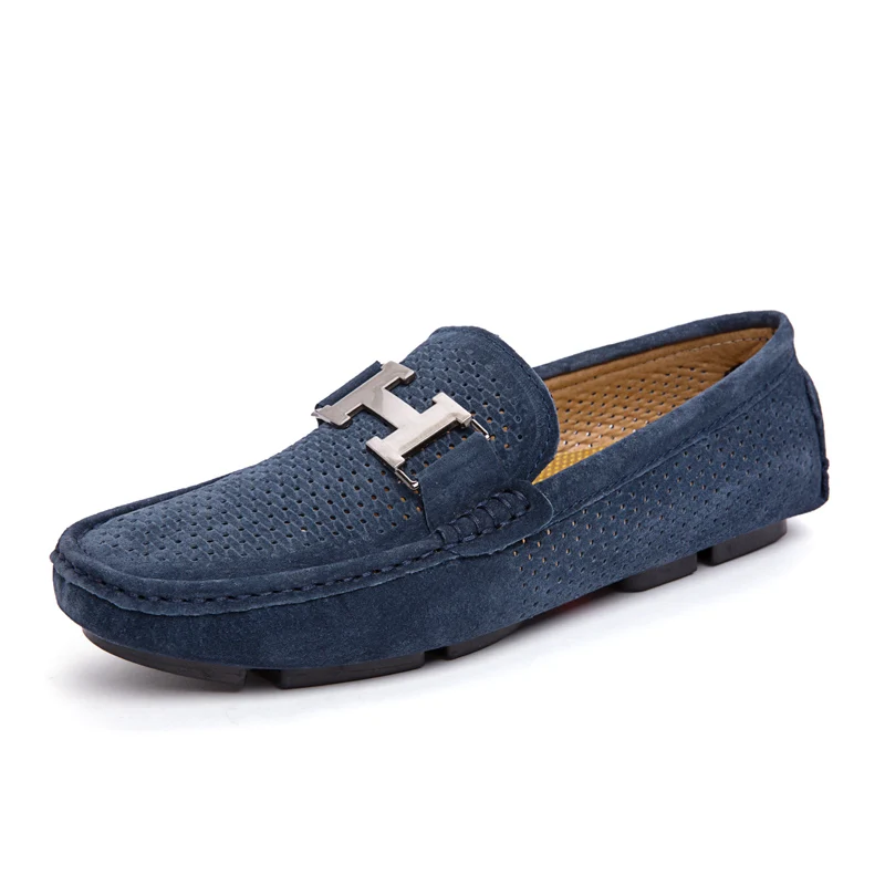 Mocassin homme de Lux; повседневные лоферы; Мужская обувь; дышащая обувь; модная мужская обувь; слипоны; мужские лоферы размера плюс 11; черный цвет - Цвет: WDE-802-Blue