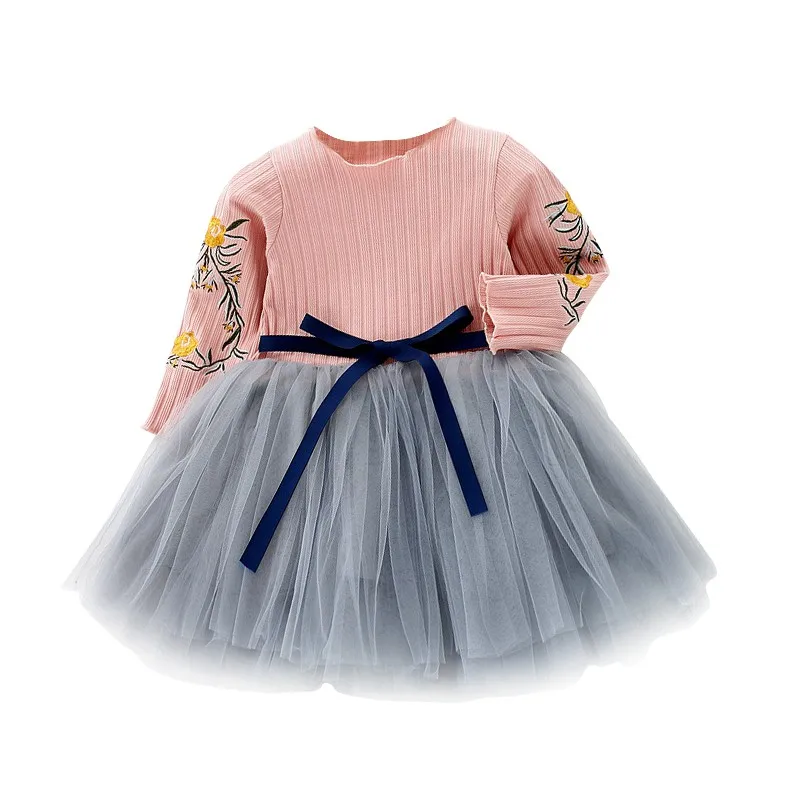 Одежда для малышей платье с цветочным узором маленьких девочек осенние детские