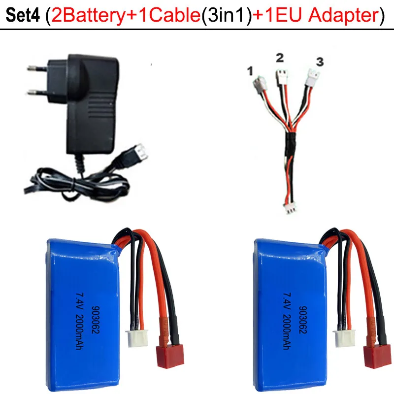 Set4 Высокое качество 7,4 в 2000 мАч 2S Lipo Батарея для WLtoys A959-B A969-B A979-B K929-B RC пустыни для грузовых автомобилей, обновление Запчасти Батарея - Цвет: Set4