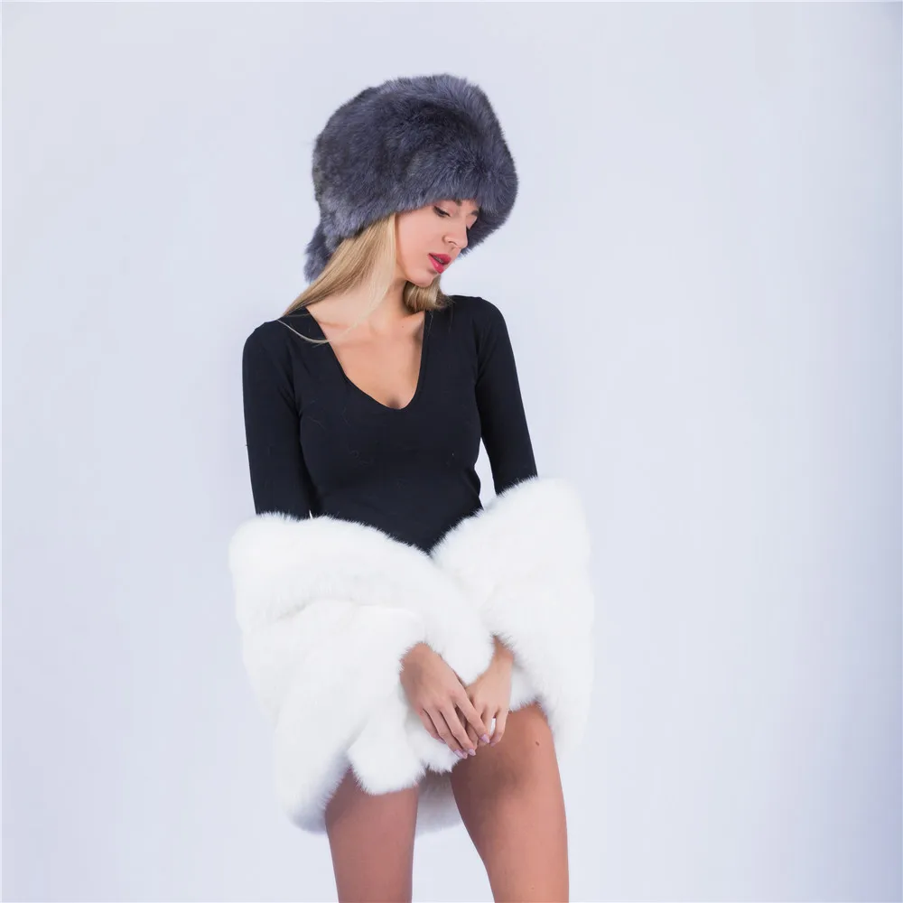 Jinjin.QC Women Winter Fur Cap Real Fox/Raccoon For Hat With fur Tail Fashion Russian Ear Protector High Quality Female Hat