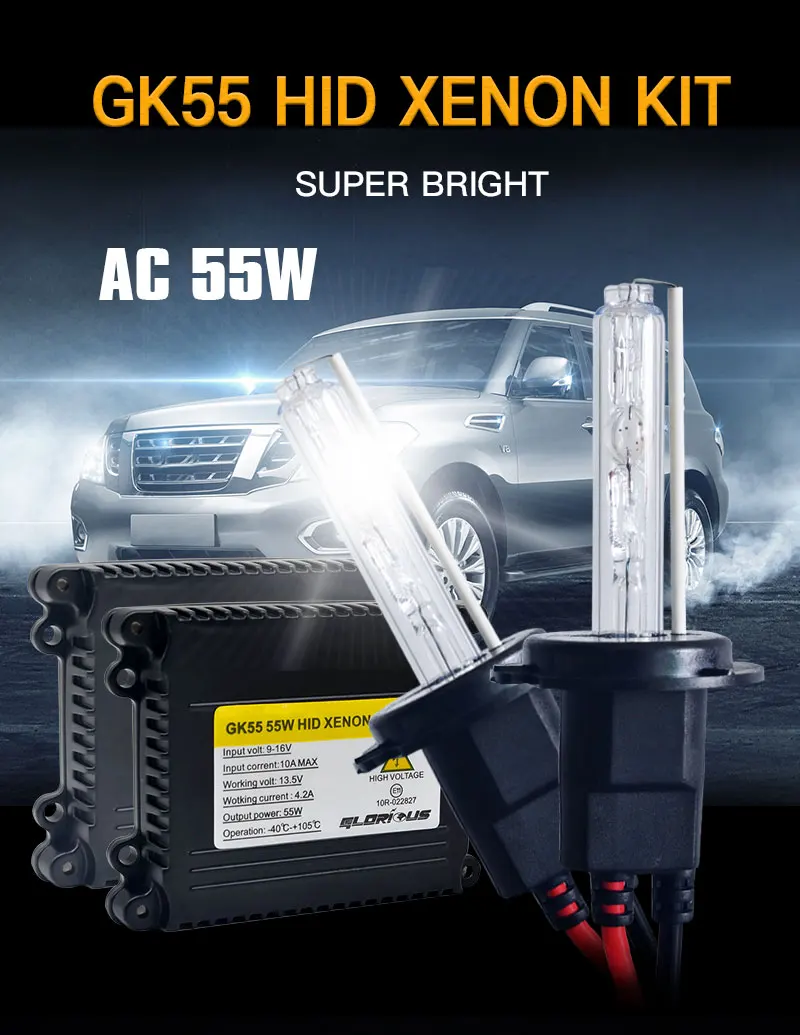 1 комплект AC 55 Вт H7 ксеноновая лампа H1 H3 H4 H11 H8 H9 9005 9006 881 D2S HID Xenon комплект 4300K 5000k 6000K 8000K ксенона H7 автомобильный светильник лампочка