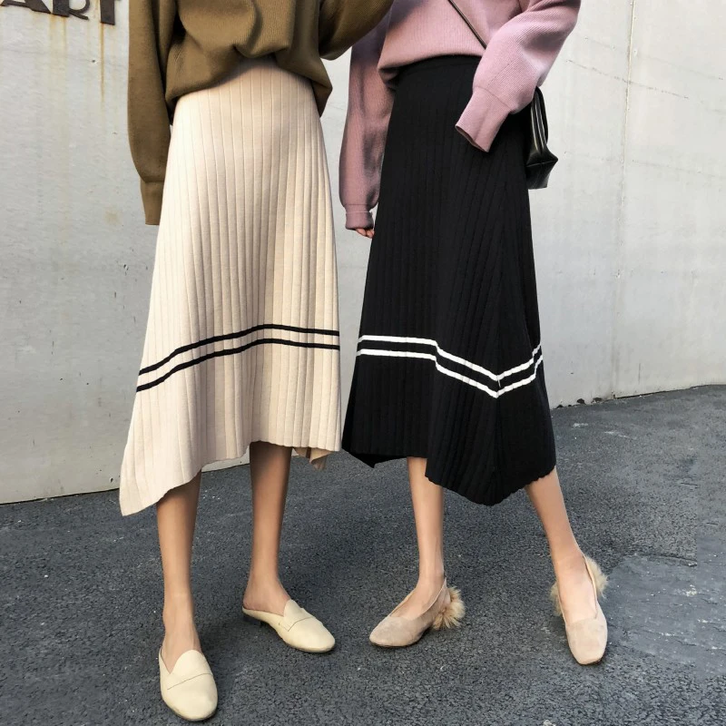 Осенне-зимняя вязаная юбка Корейская шикарная трапециевидная Повседневная