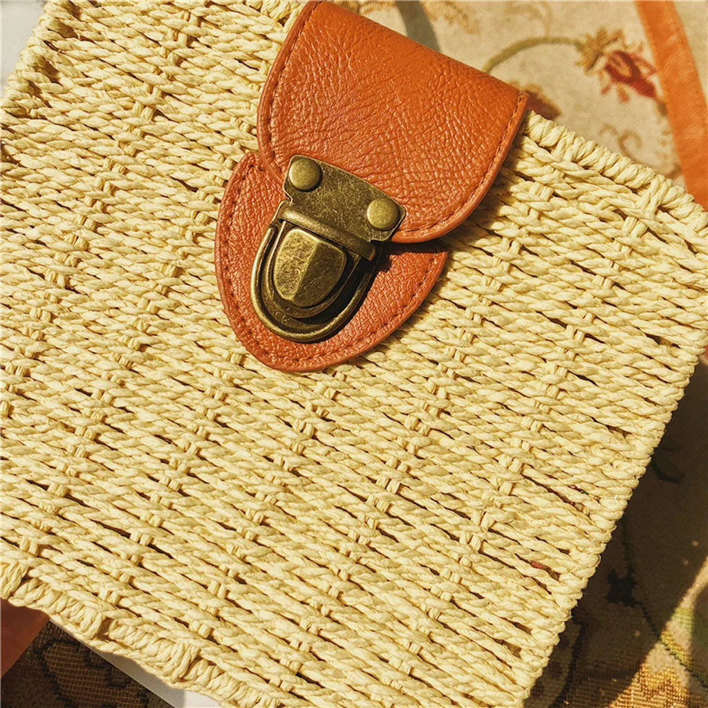 Модная женская однотонная тканая маленькая квадратная сумка простая на плечо