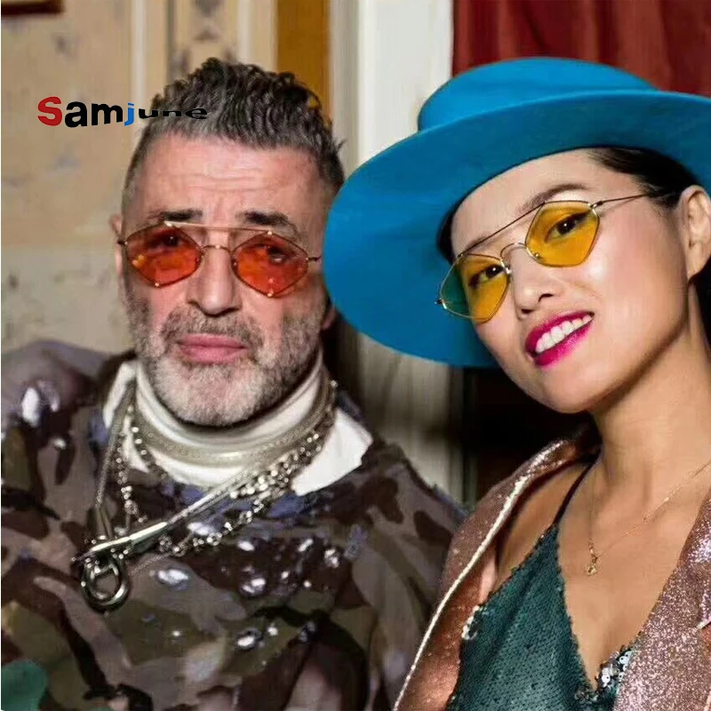 

Samjune 2018 New Polygon Sunglasses Women Men Brand Designer Vintage Sunglasses Clear Sun Glasses Sexy Fashion Couple Eyewear