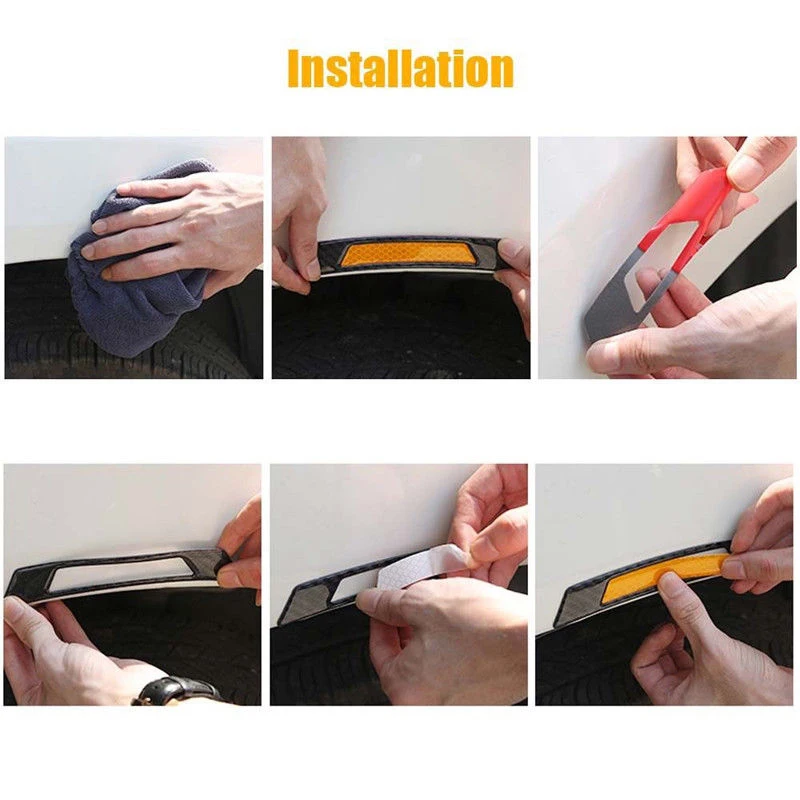 2 шт углеродного волокна безопасности Светоотражающая полоса автомобиля