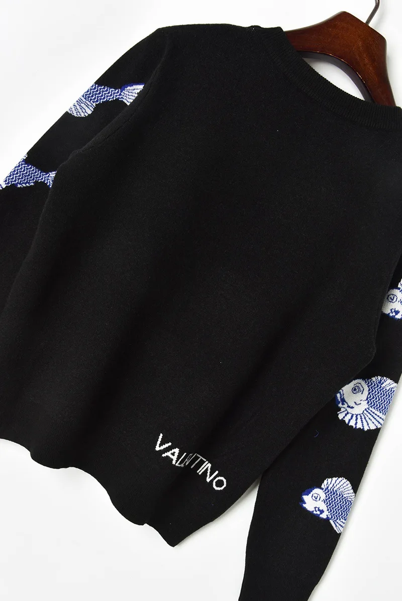 New Sweet Knitted Fishes Jacquard Sweaters Women 2019 Autumn High Street Warm Ladies Pullovers Party Elegant Jumpers Fashion Top | Женская