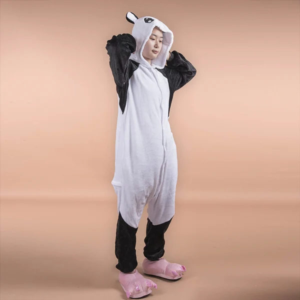 MC5077 panda Новые модные пижамы с животными для женщин и мужчин, пижамы для косплея, Фланелевое кигуруми, Цыпленок, лягушка, динозавр, медведь, Осень-зима, пижамы для взрослых - Цвет: MC5077 panda