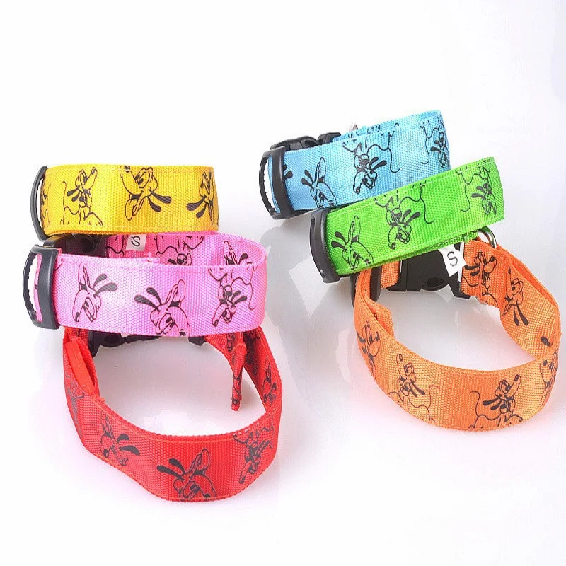 Светодиодный ошейник для собак светящийся в темноте нейлоновый кошек маленьких