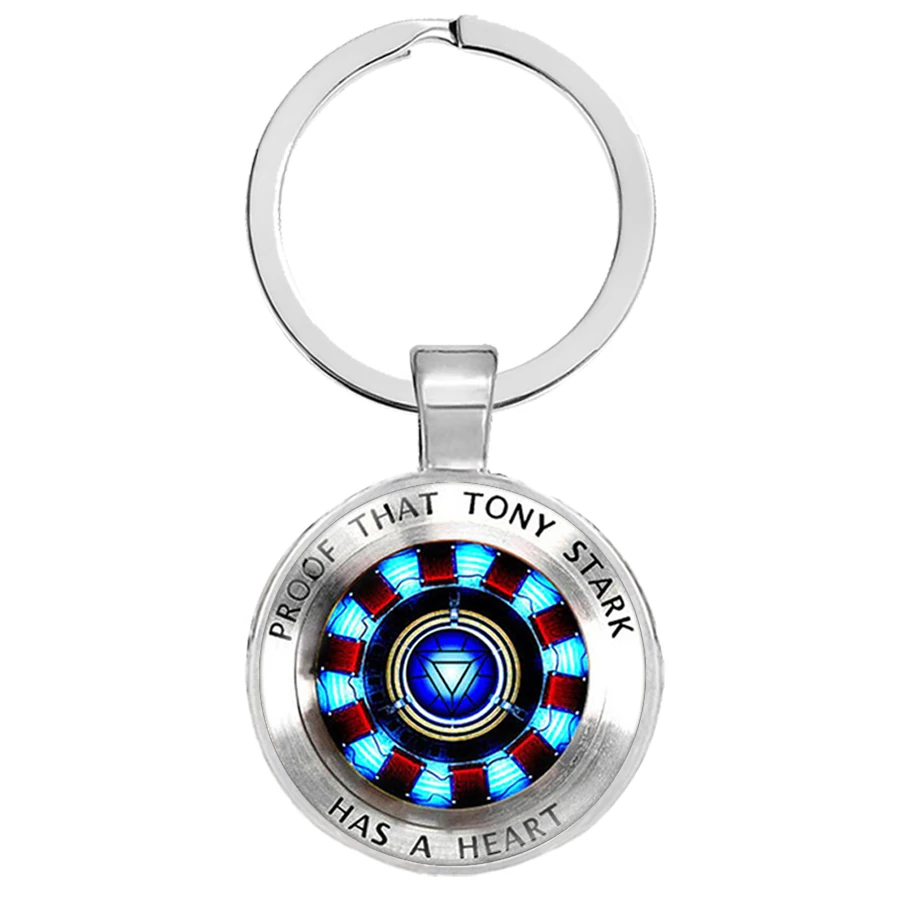2019 new Iron Man Keychain Tony Stark Heart Arc Reactor 3D Effect Glass Cabochon Pendant Key Chain | Chains