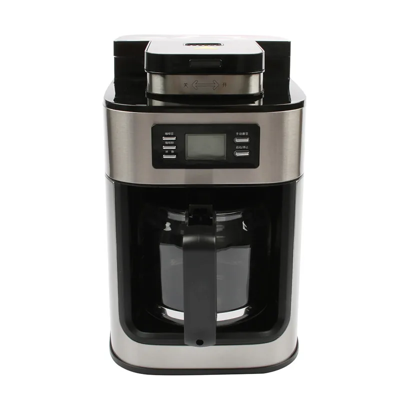 DMWD 1.2L кофемашина автоматическая Электрический Кофе машина американская Кофе автоматического приготовления Кофе мясорубку с горшок для офиса вечерние цифровой Дисплей 220 В кофемолка электрическая