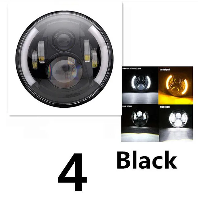 50w Headlight Black Для Harley Davidson " светодиодный проектор MOTO головной светильник Угол Глаза DRL для Harley Touring Electra Glide черный 7 дюймов светодиодный светильник - Цвет: 50w Headlight Black