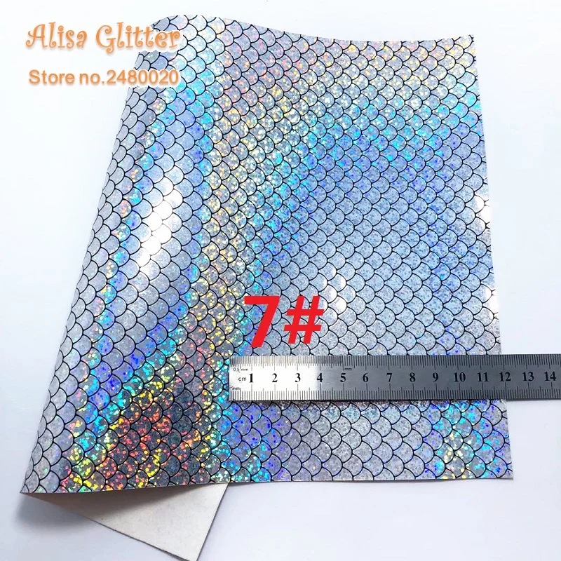 1 шт. A4 Размер 21X29 см от бренда Alisa, блеск Cuero Sintetico переливающийся блеск кожа Русалка в виде рыбьей чешуи; синтетическая кожа для DIY F28C - Цвет: 7