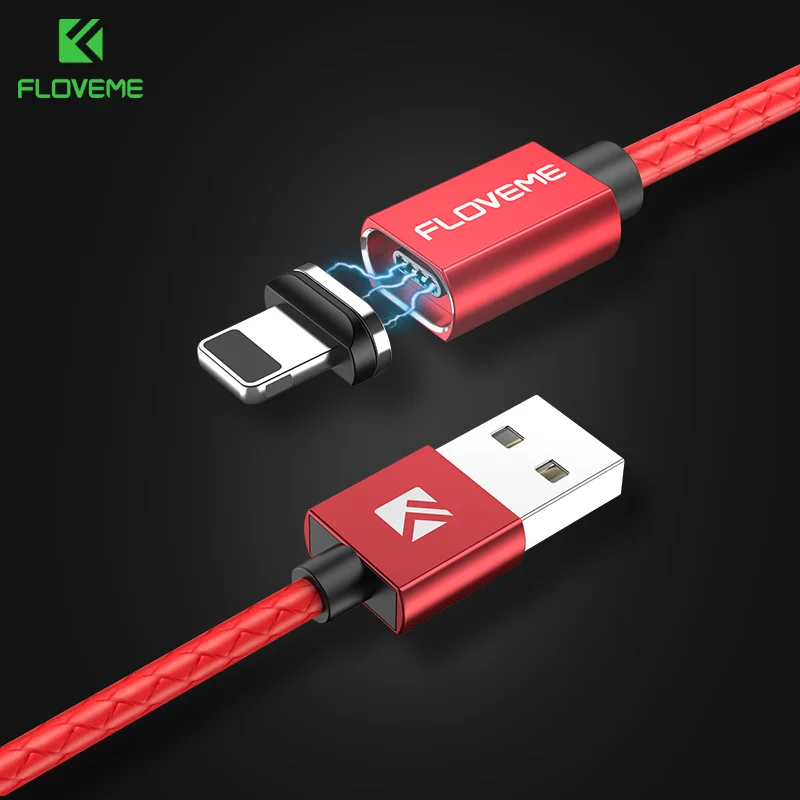 Red FLOVEME 3A магнитная зарядка с разъемом микро-USB типа C для айфона 1м Быстрая зарядка USB C Телефон магнитный кабель устройст - Цвет: Red