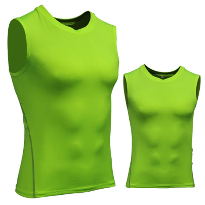 Горячая Мужская компрессионная быстросохнущая футболка без рукавов стрейчевая