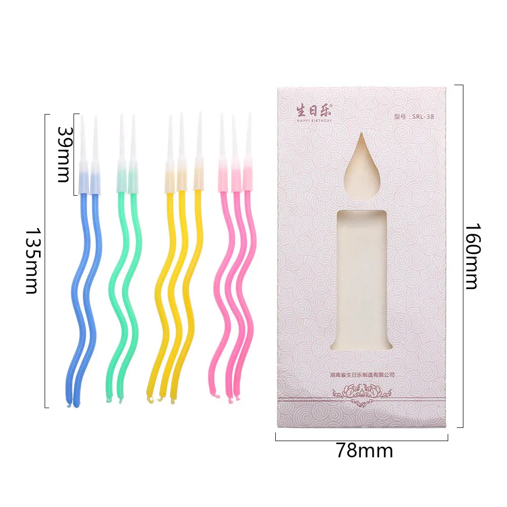 10 шт. разноцветные безопасные свечи в форме пламени для дня рождения Длинные