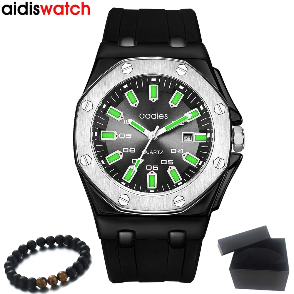Black black Reloje Aidis мужские часы, кварцевые часы для мужчин s, топ класса люкс, брендовые, водонепроницаемые, спортивные, деловые, военные, мужские часы, Relogio Masculino - Цвет: Black black