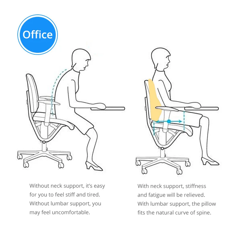 Memory Foam Lumbar Support Back Cushion Ergonomic Lumbar Pillow Relieves Sciatica Pain 3D Ventilative Mesh Lumbar Support
