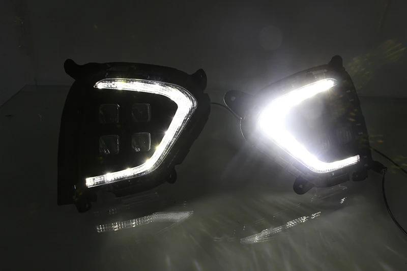 Автомобильный мигающий DRL для hyundai Creta IX25 Светодиодный дневной ходовой светильник, противотуманная фара индийской версии с желтым сигналом