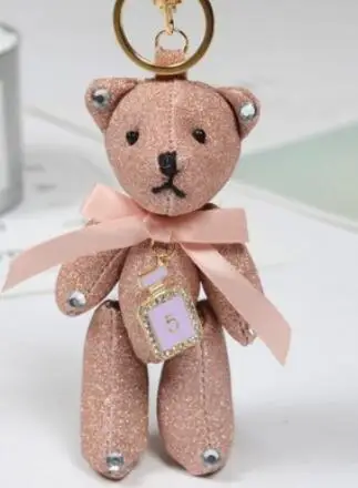 korean pink Новая мода милый в виде животного мягкая набивная Кукла Медведь брелок для сумки телефона подвесной автомобильный держатель для ключей popobe хмурый брелок подарки - Цвет: korean pink